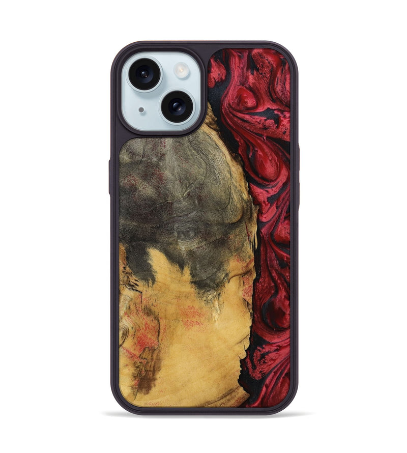 iPhone 15 Wood Phone Case - Sena (Red, 797403)