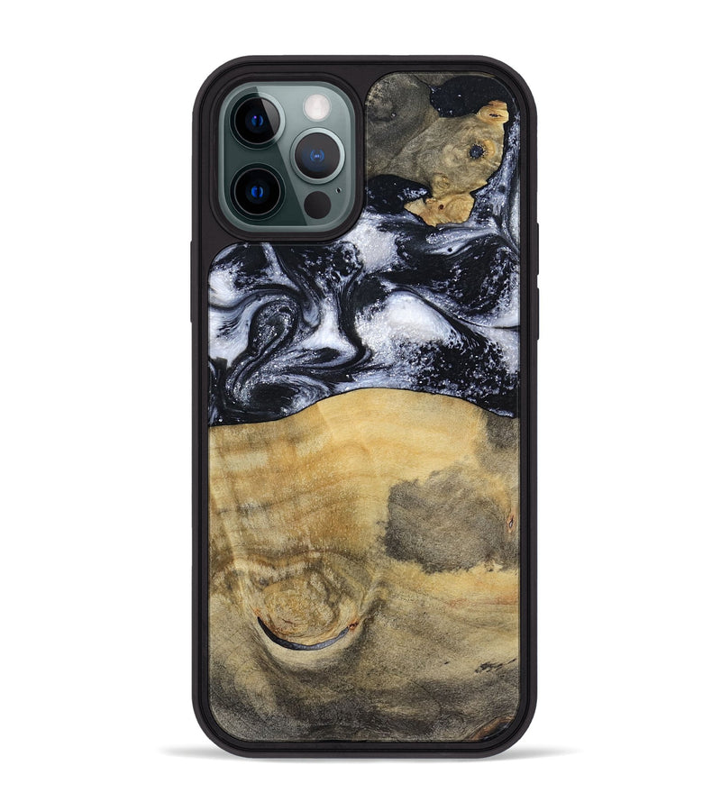 iPhone 12 Pro Max Wood Phone Case - Joseph (Black & White, 797406)