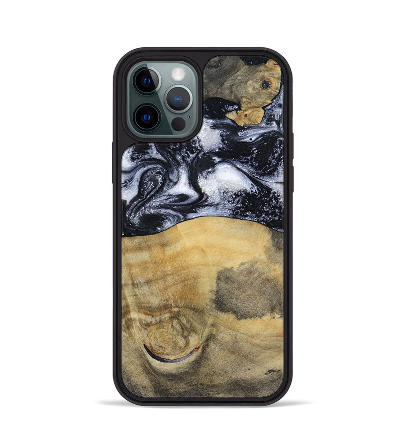 iPhone 12 Pro Wood Phone Case - Joseph (Black & White, 797406)