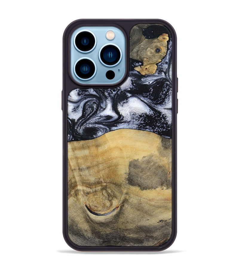 iPhone 14 Pro Max Wood Phone Case - Joseph (Black & White, 797406)