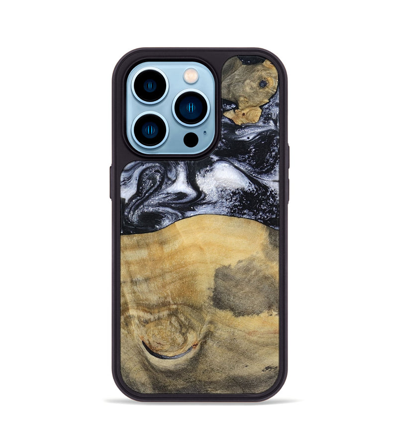 iPhone 14 Pro Wood Phone Case - Joseph (Black & White, 797406)