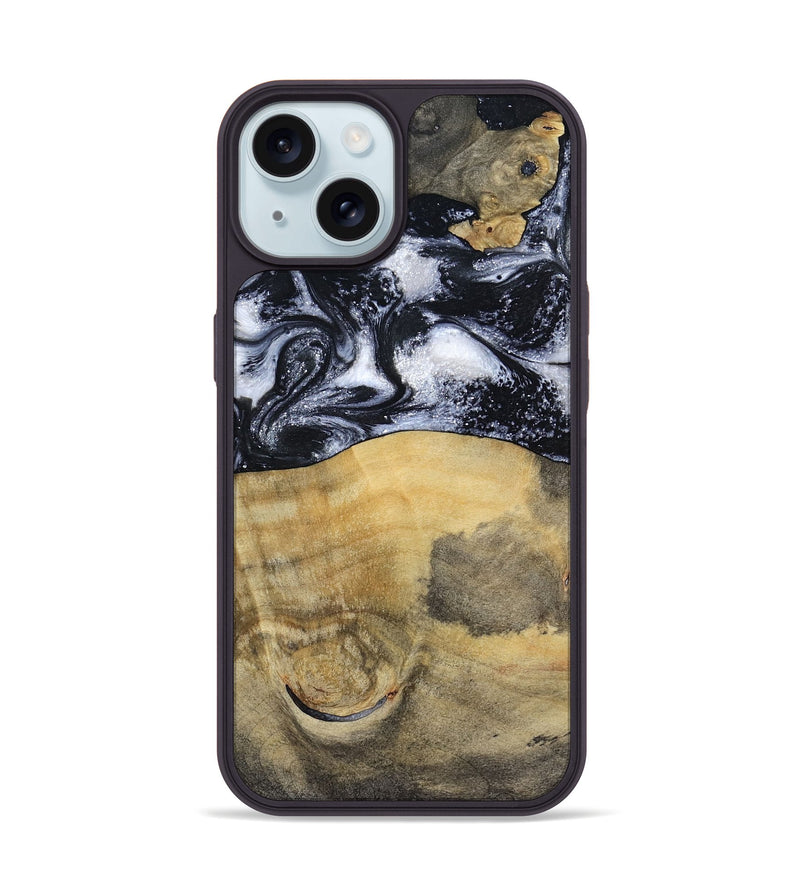 iPhone 15 Wood Phone Case - Joseph (Black & White, 797406)