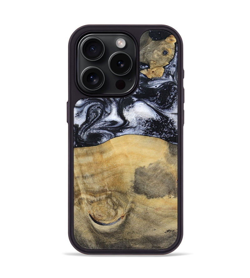 iPhone 15 Pro Wood Phone Case - Joseph (Black & White, 797406)