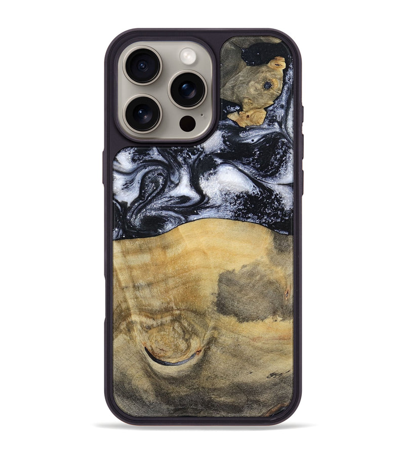 iPhone 16 Pro Max Wood Phone Case - Joseph (Black & White, 797406)