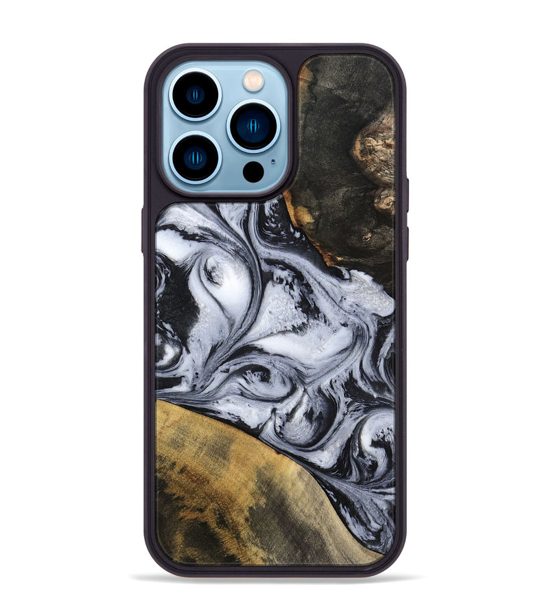 iPhone 14 Pro Max Wood Phone Case - Jaren (Black & White, 797413)