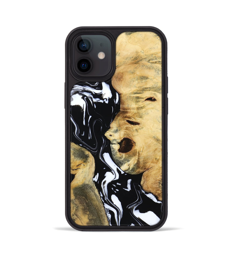 iPhone 12 Wood Phone Case - Maisie (Black & White, 797415)
