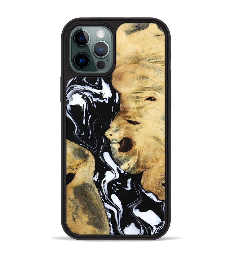 iPhone 12 Pro Max Wood Phone Case - Maisie (Black & White, 797415)