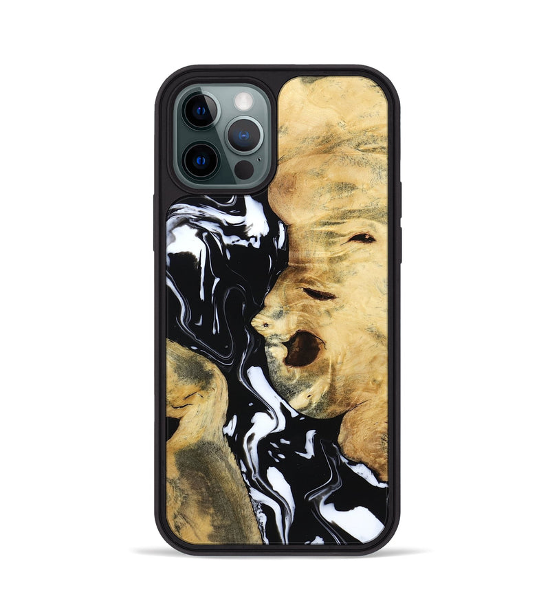 iPhone 12 Pro Wood Phone Case - Maisie (Black & White, 797415)