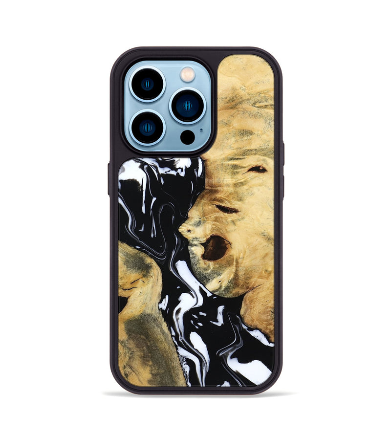 iPhone 14 Pro Wood Phone Case - Maisie (Black & White, 797415)