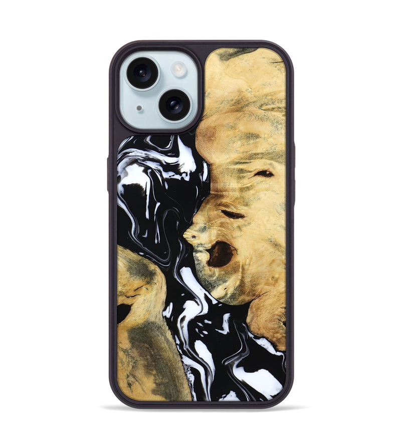 iPhone 15 Wood Phone Case - Maisie (Black & White, 797415)