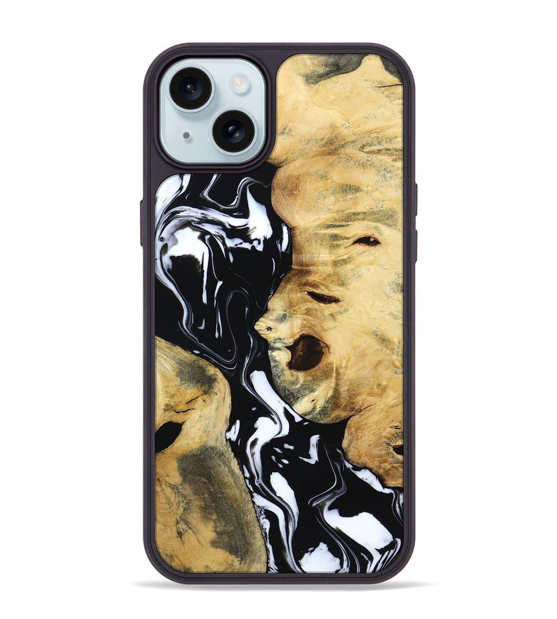 iPhone 15 Plus Wood Phone Case - Maisie (Black & White, 797415)