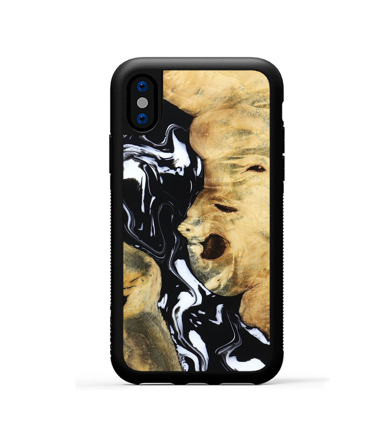 iPhone Xs Wood Phone Case - Maisie (Black & White, 797415)