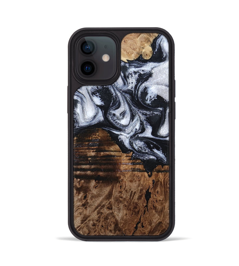 iPhone 12 Wood Phone Case - Raina (Black & White, 797417)