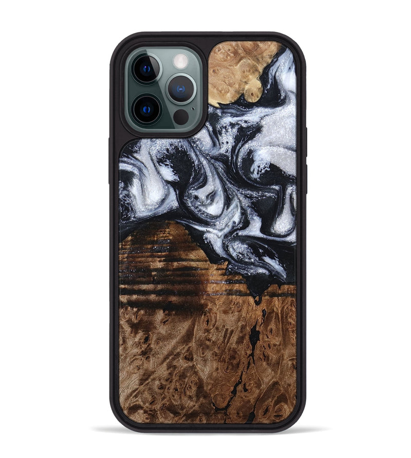 iPhone 12 Pro Max Wood Phone Case - Raina (Black & White, 797417)