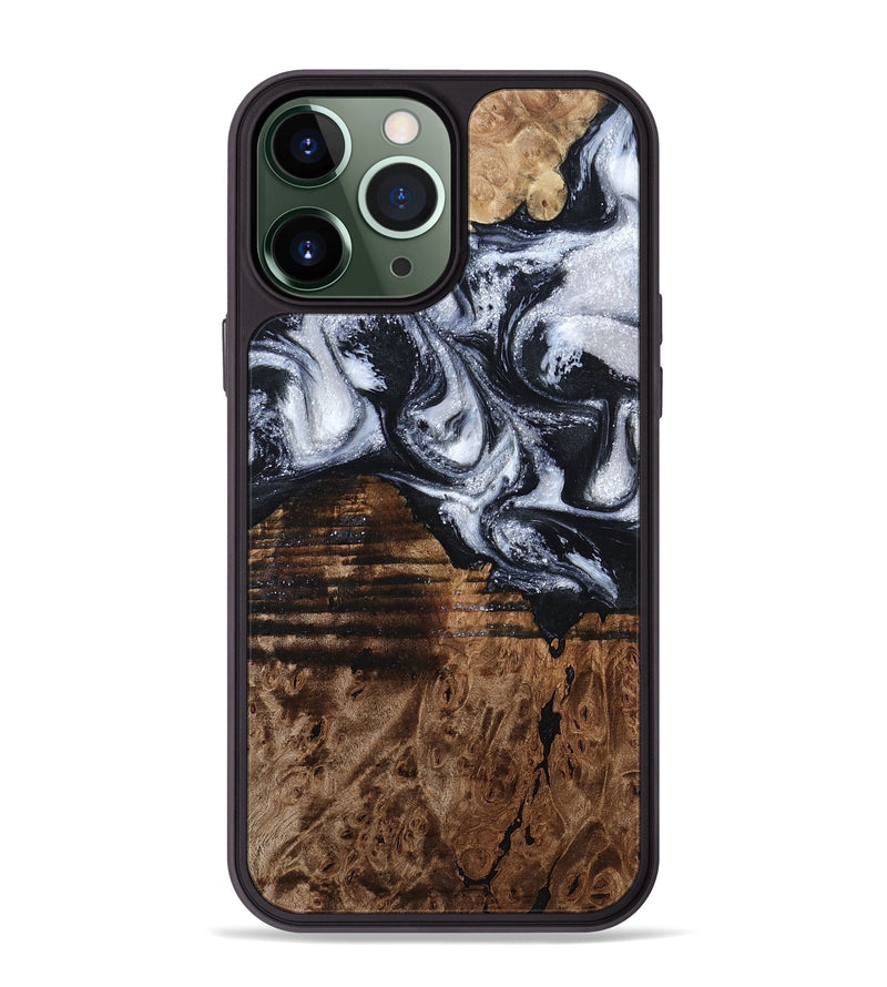 iPhone 13 Pro Max Wood Phone Case - Raina (Black & White, 797417)