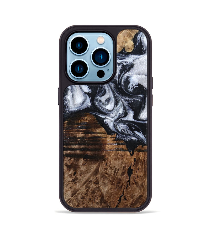 iPhone 14 Pro Wood Phone Case - Raina (Black & White, 797417)