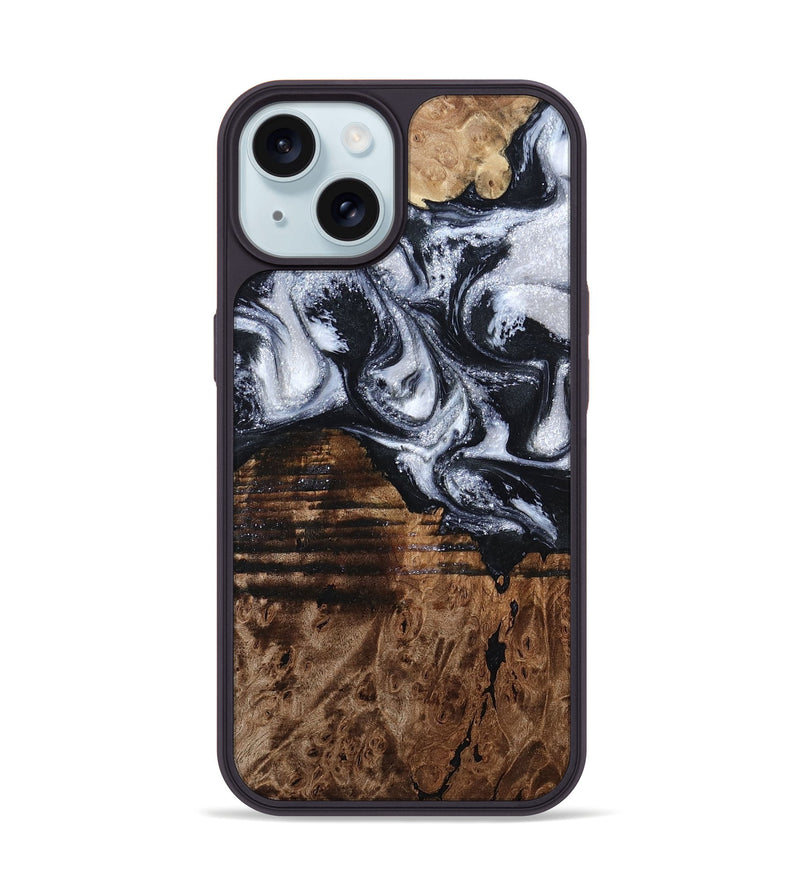 iPhone 15 Wood Phone Case - Raina (Black & White, 797417)