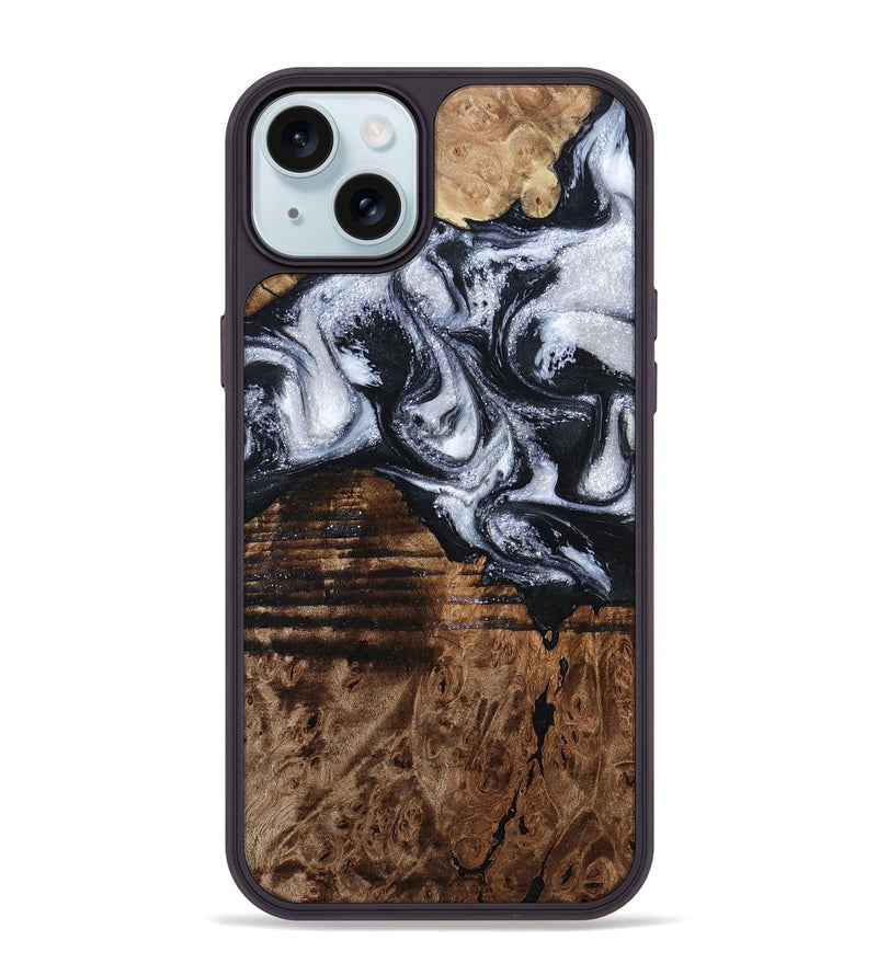iPhone 15 Plus Wood Phone Case - Raina (Black & White, 797417)