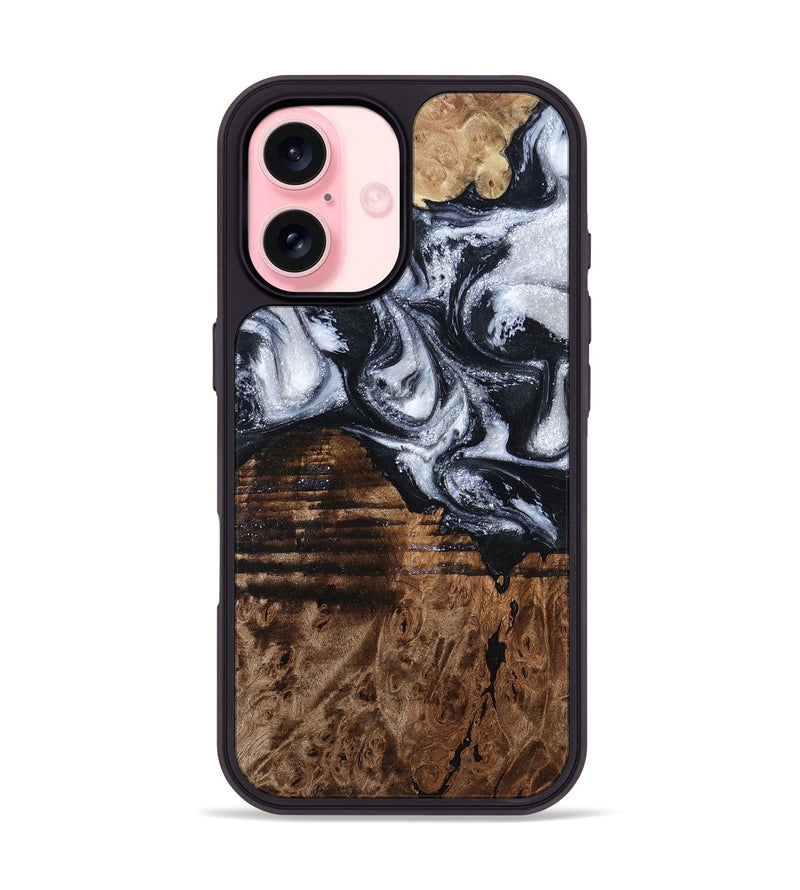 iPhone 16 Wood Phone Case - Raina (Black & White, 797417)