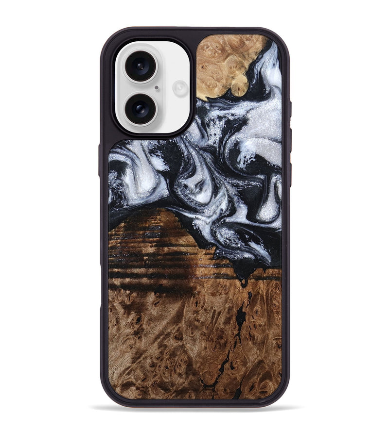 iPhone 16 Plus Wood Phone Case - Raina (Black & White, 797417)
