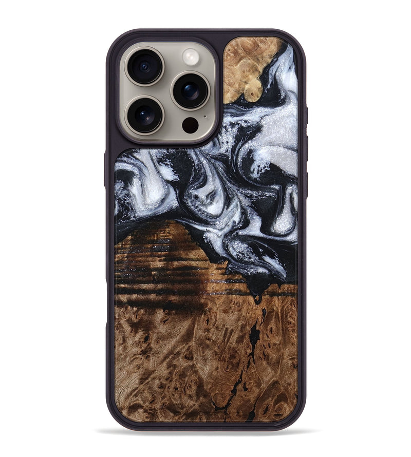iPhone 16 Pro Max Wood Phone Case - Raina (Black & White, 797417)