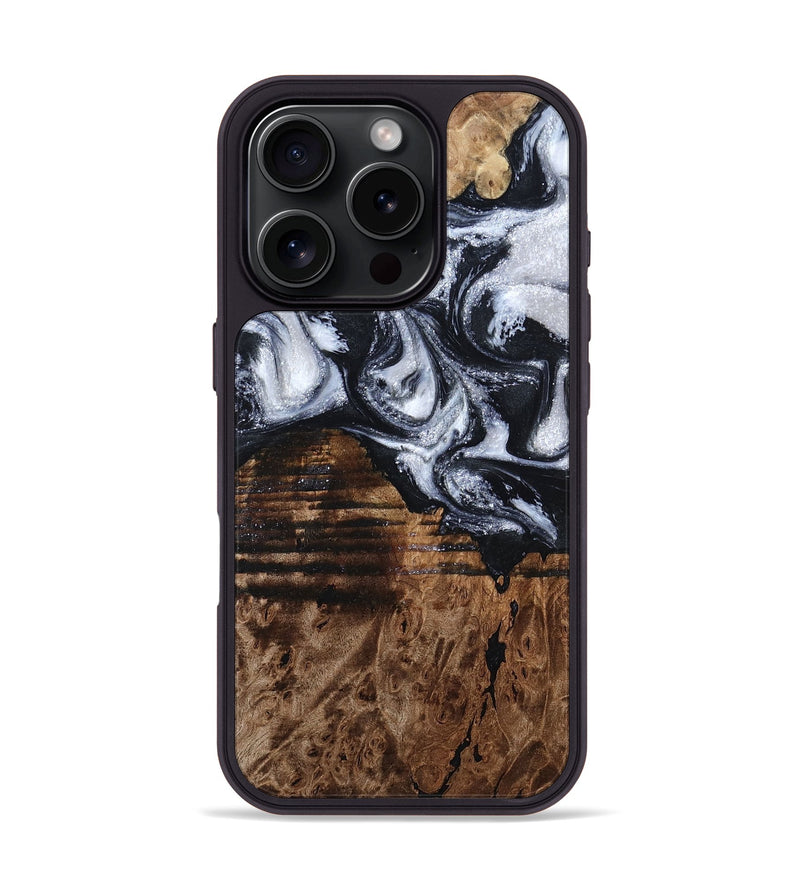 iPhone 16 Pro Wood Phone Case - Raina (Black & White, 797417)