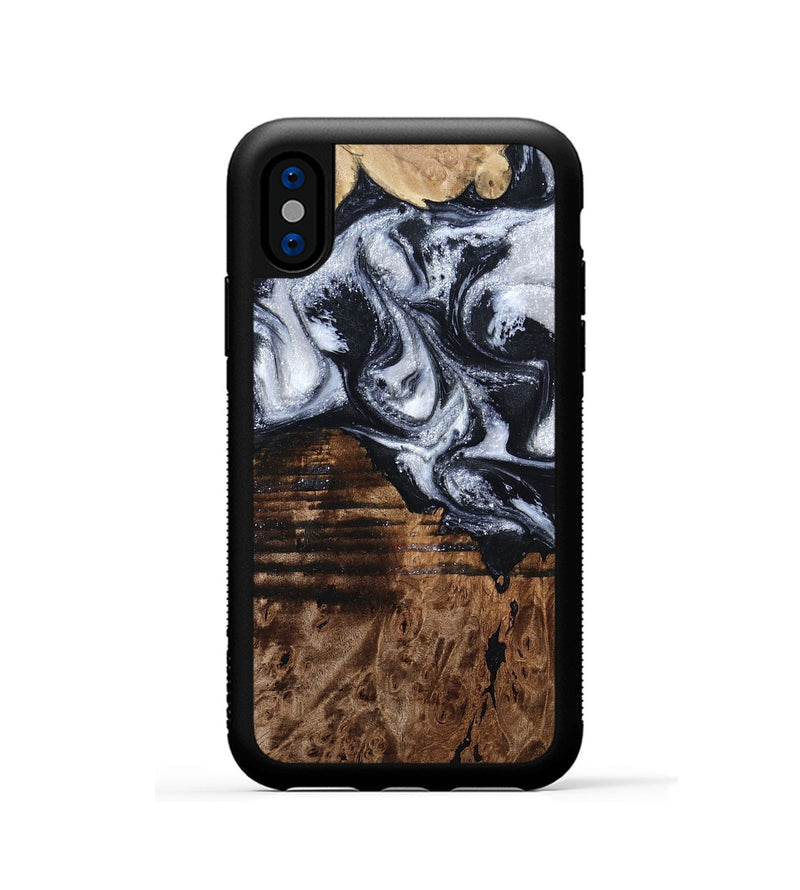 iPhone Xs Wood Phone Case - Raina (Black & White, 797417)