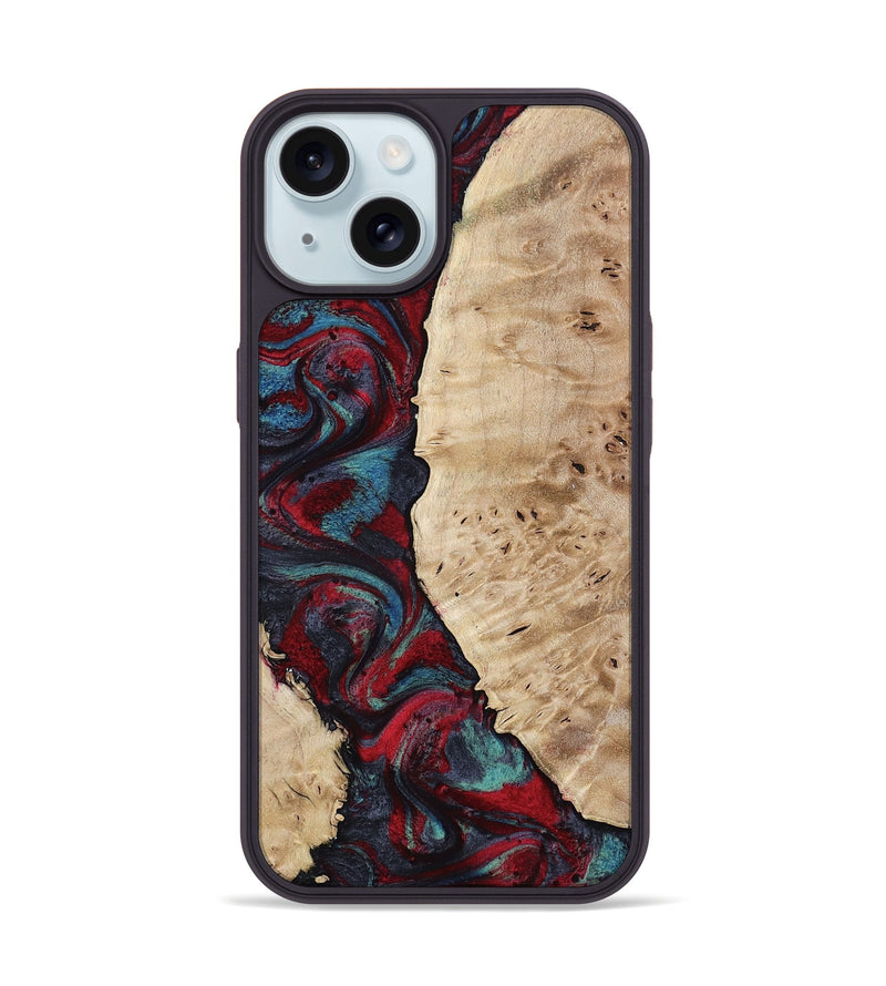 iPhone 15 Wood Phone Case - Jenesis (Red, 797436)
