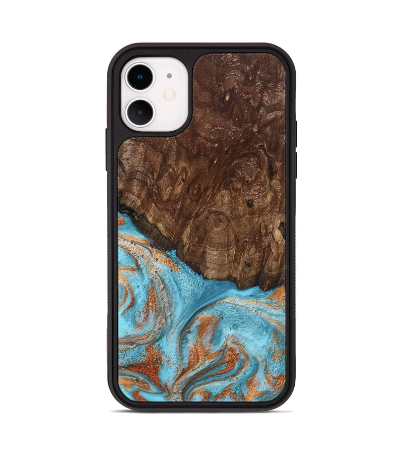 iPhone 11 Wood Phone Case - Jerrod (Teal & Gold, 797450)