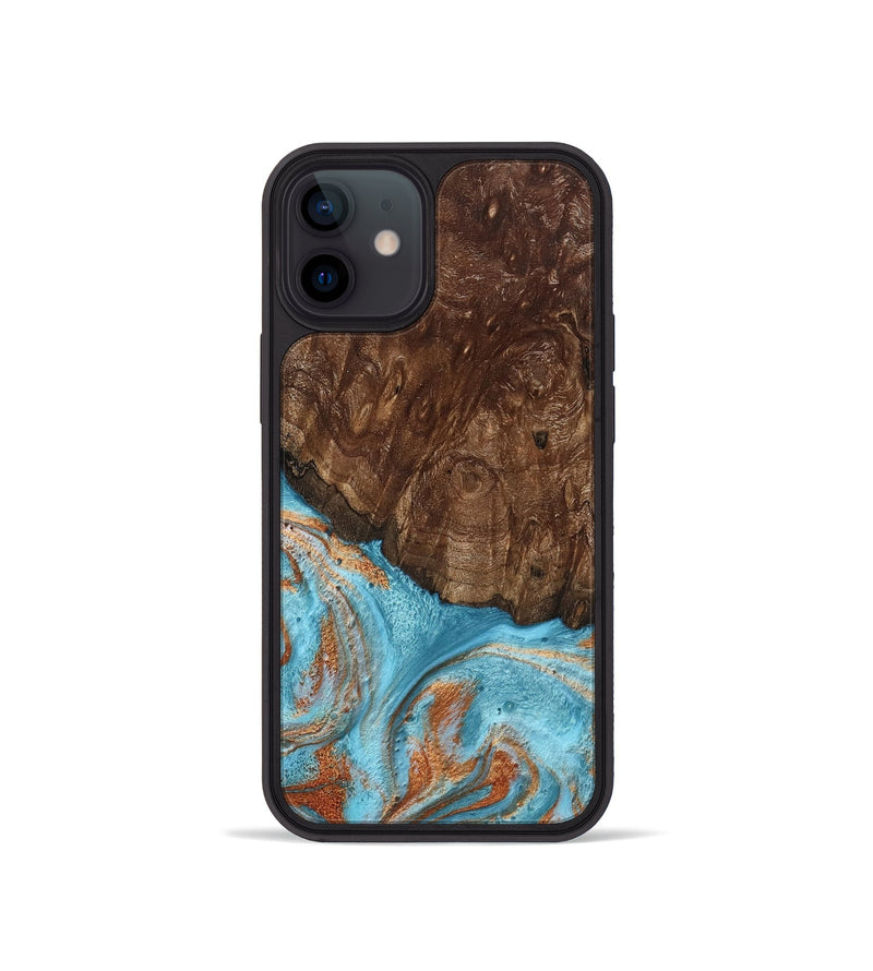 iPhone 12 mini Wood Phone Case - Jerrod (Teal & Gold, 797450)