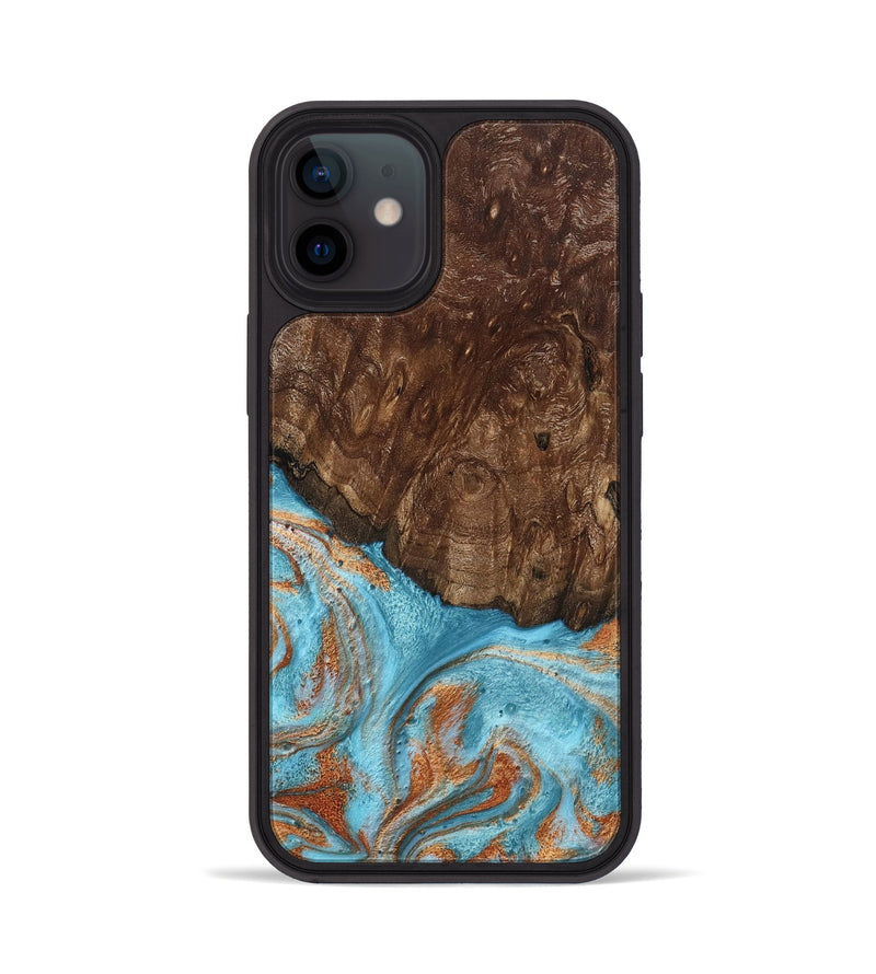 iPhone 12 Wood Phone Case - Jerrod (Teal & Gold, 797450)
