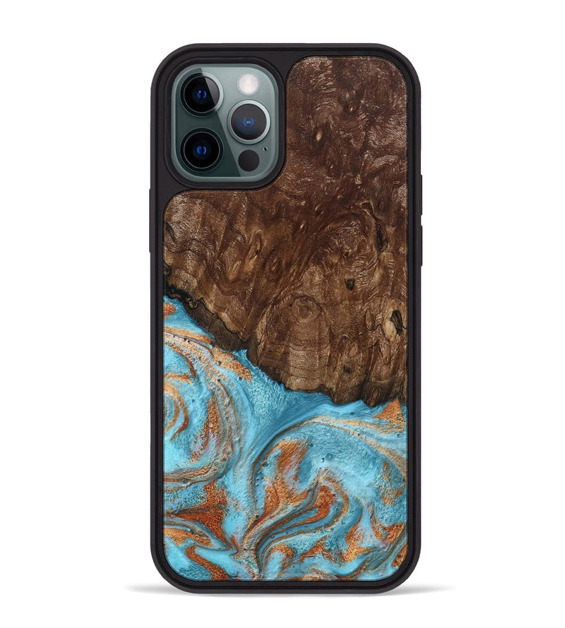 iPhone 12 Pro Max Wood Phone Case - Jerrod (Teal & Gold, 797450)