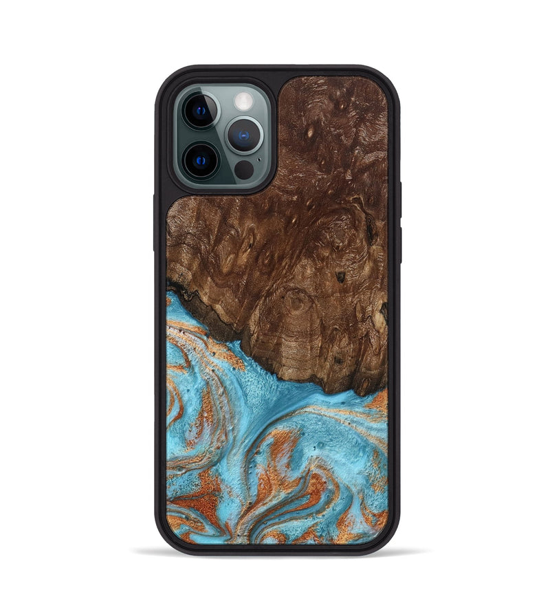 iPhone 12 Pro Wood Phone Case - Jerrod (Teal & Gold, 797450)
