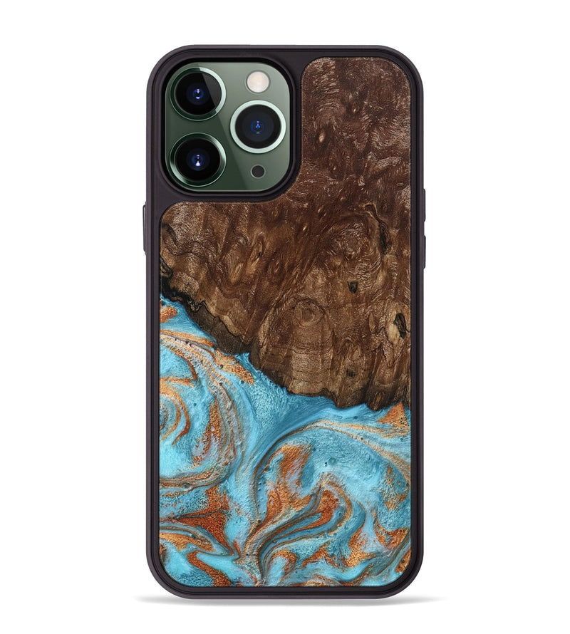 iPhone 13 Pro Max Wood Phone Case - Jerrod (Teal & Gold, 797450)