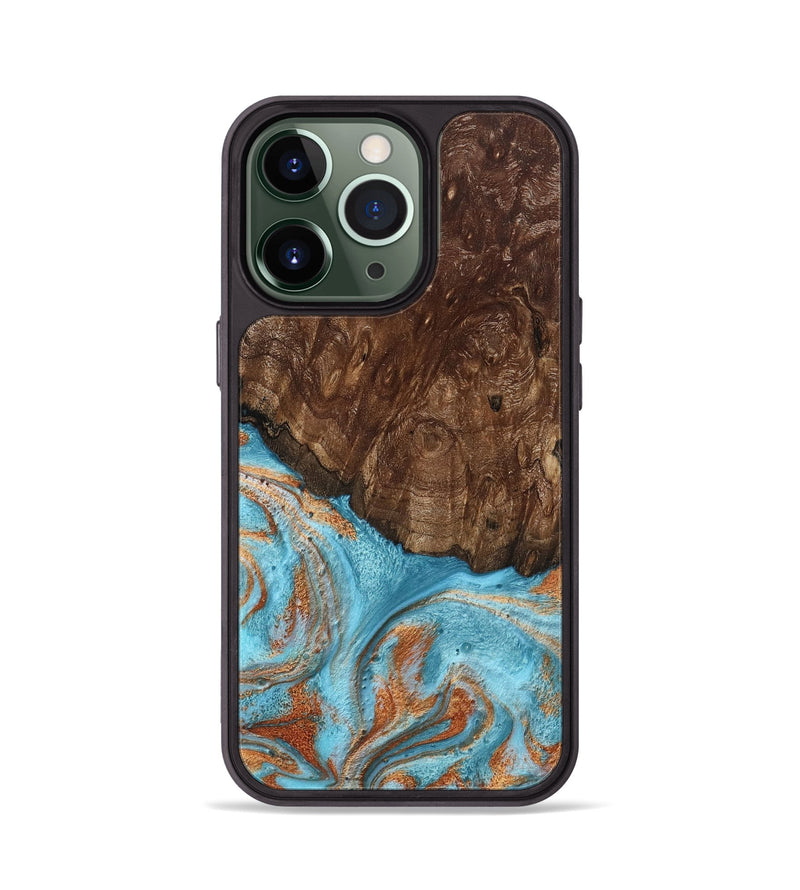 iPhone 13 Pro Wood Phone Case - Jerrod (Teal & Gold, 797450)