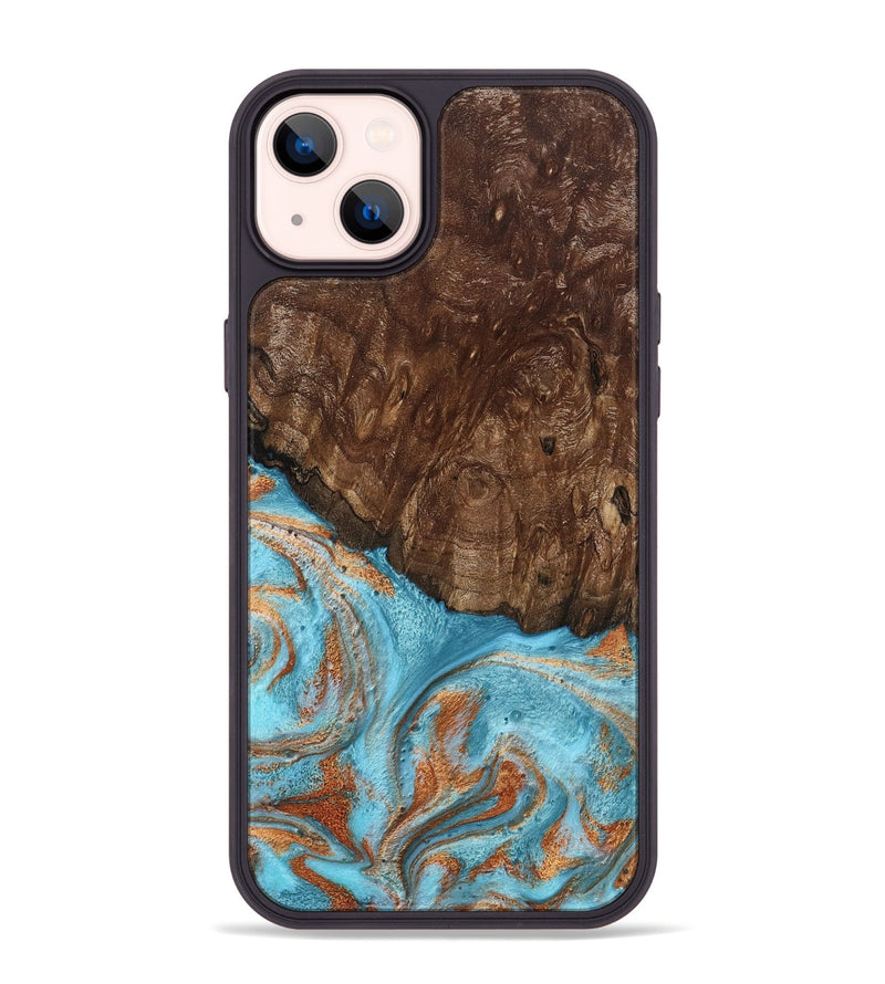 iPhone 14 Plus Wood Phone Case - Jerrod (Teal & Gold, 797450)
