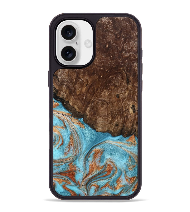 iPhone 16 Plus Wood Phone Case - Jerrod (Teal & Gold, 797450)