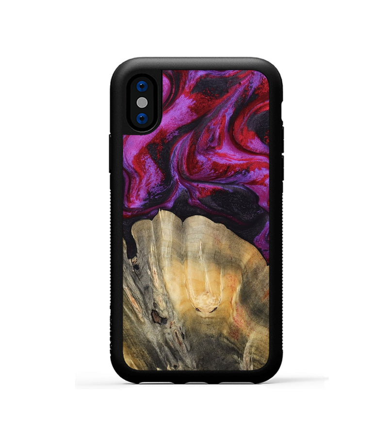 iPhone Xs Wood Phone Case - London (Red, 797766)