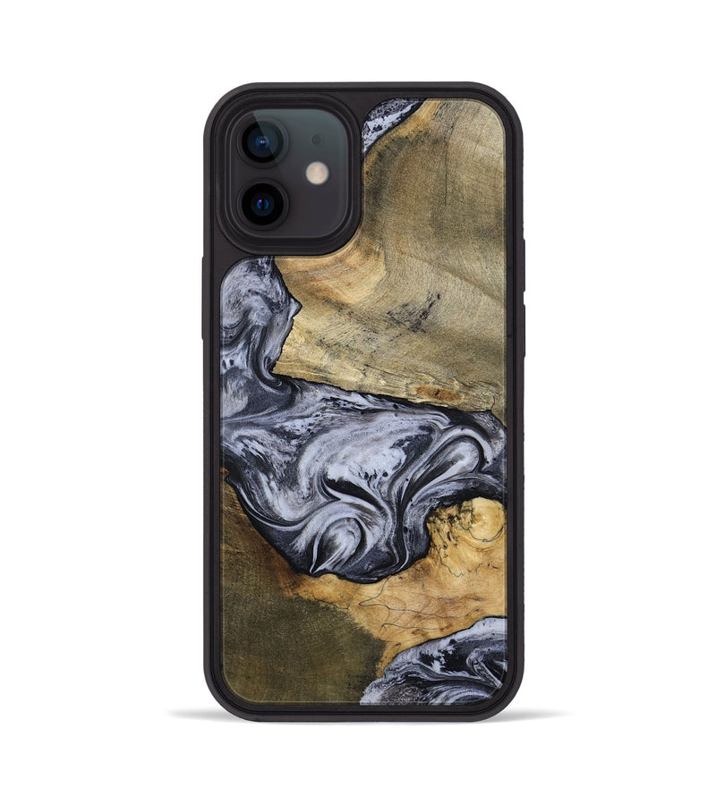 iPhone 12 Wood Phone Case - Ahmad (Black & White, 797774)