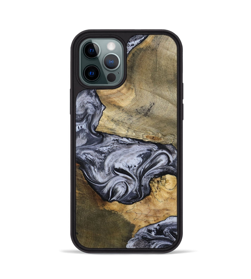 iPhone 12 Pro Wood Phone Case - Ahmad (Black & White, 797774)
