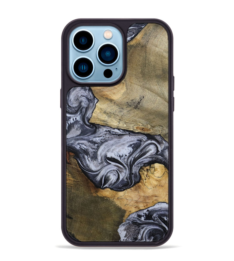 iPhone 14 Pro Max Wood Phone Case - Ahmad (Black & White, 797774)