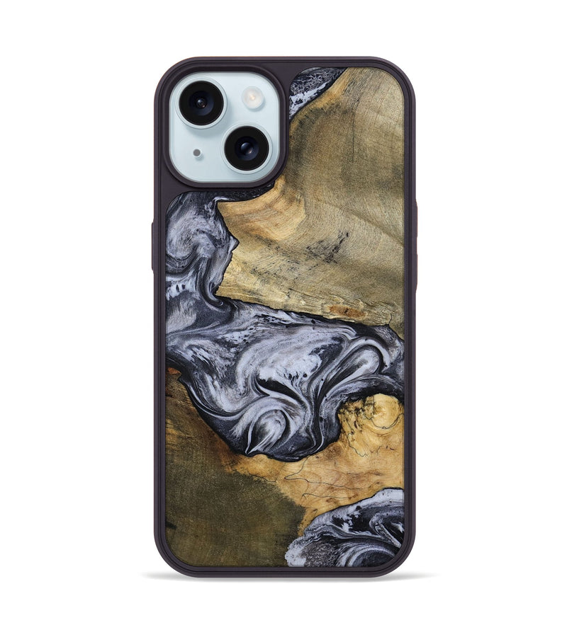 iPhone 15 Wood Phone Case - Ahmad (Black & White, 797774)