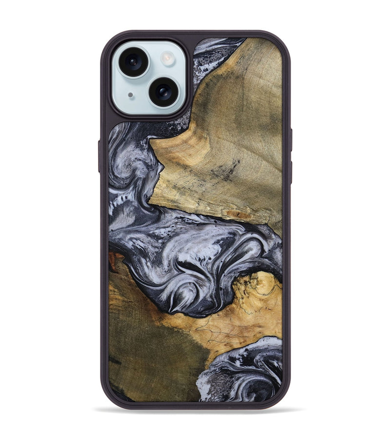 iPhone 15 Plus Wood Phone Case - Ahmad (Black & White, 797774)
