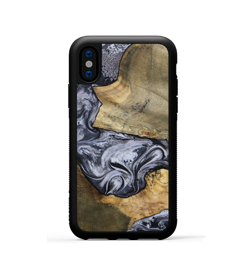 iPhone Xs Wood Phone Case - Ahmad (Black & White, 797774)