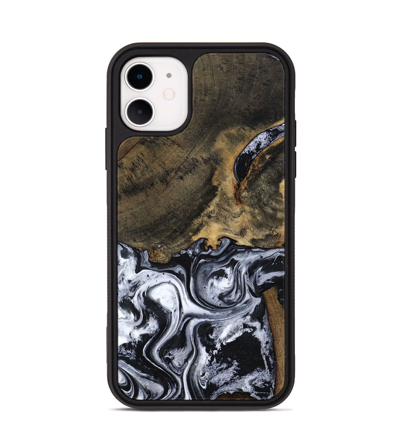 iPhone 11 Wood Phone Case - Katlin (Black & White, 797779)
