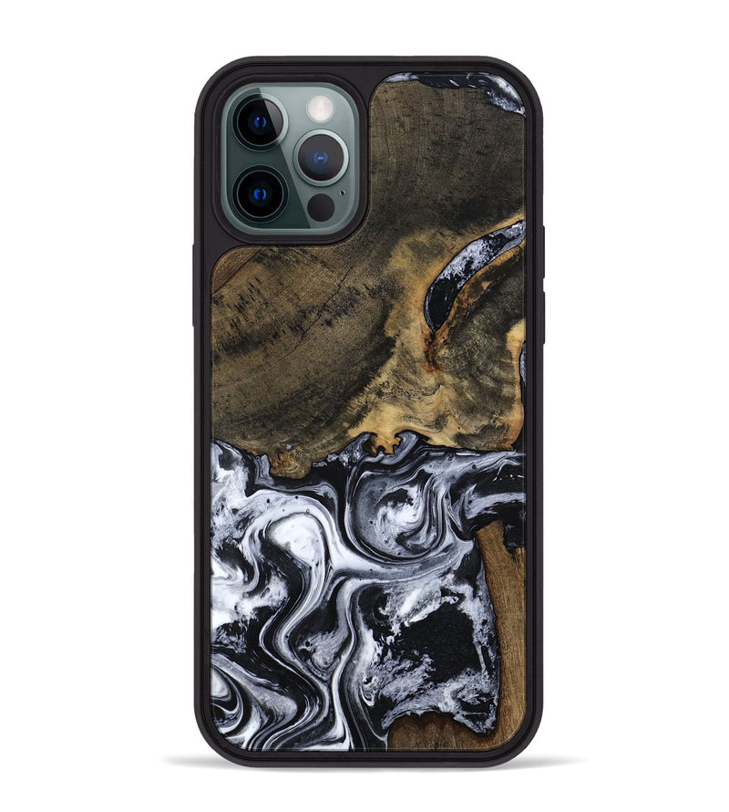 iPhone 12 Pro Max Wood Phone Case - Katlin (Black & White, 797779)