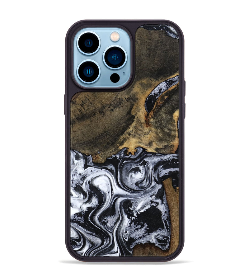 iPhone 14 Pro Max Wood Phone Case - Katlin (Black & White, 797779)
