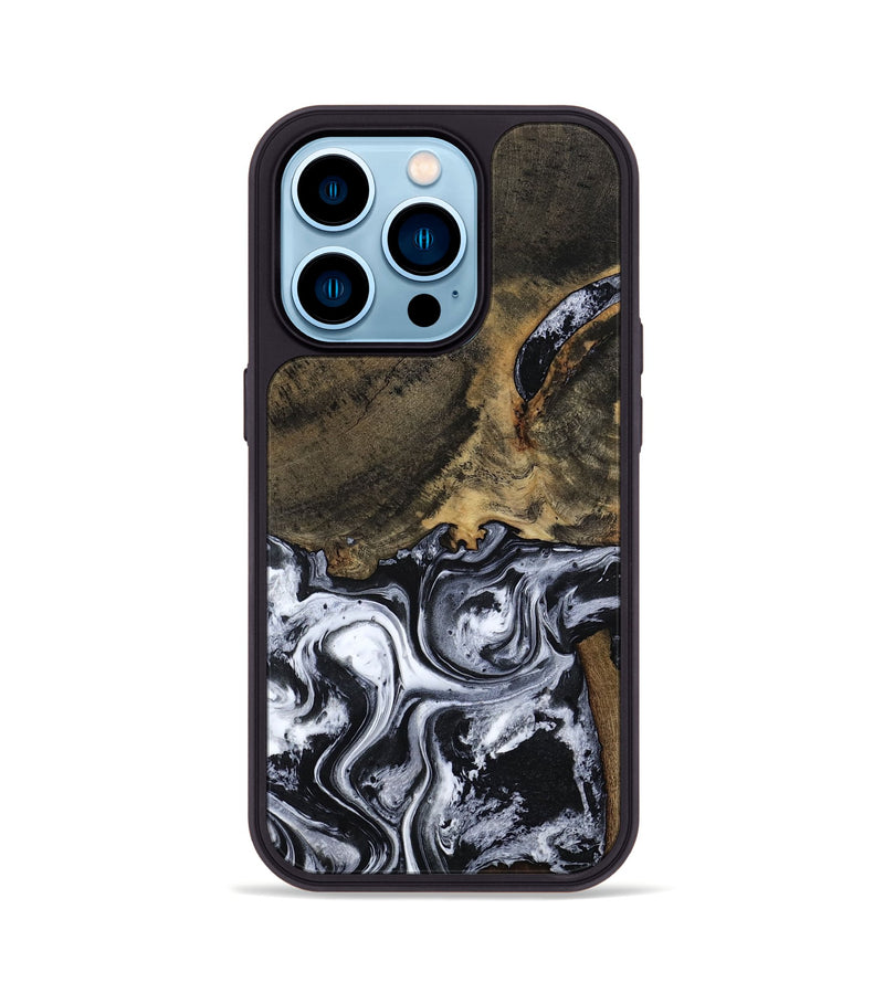 iPhone 14 Pro Wood Phone Case - Katlin (Black & White, 797779)