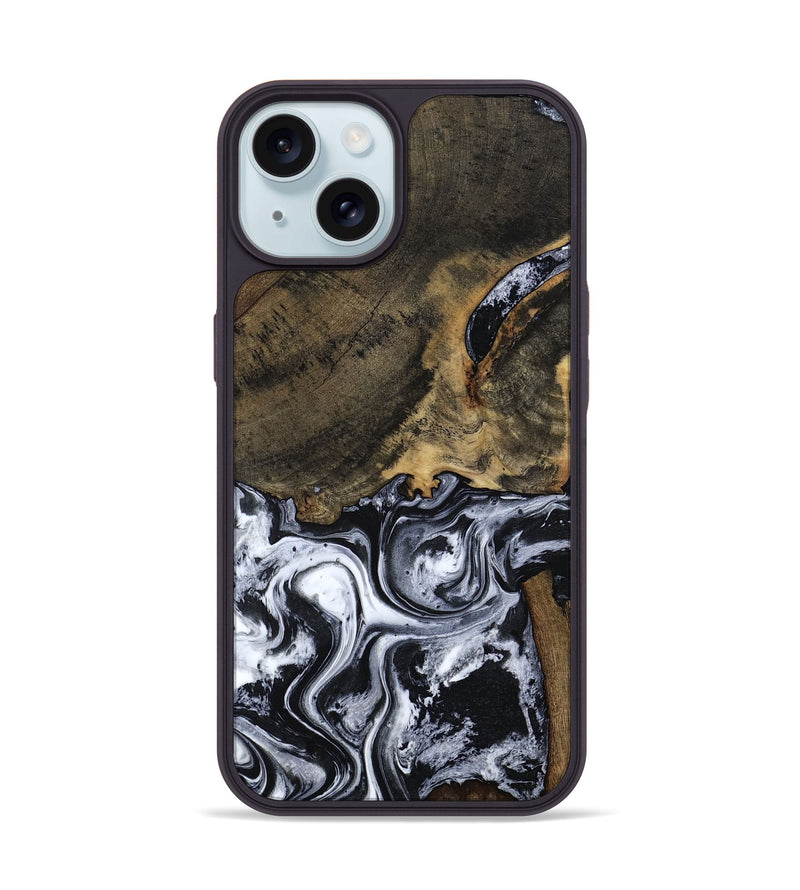 iPhone 15 Wood Phone Case - Katlin (Black & White, 797779)