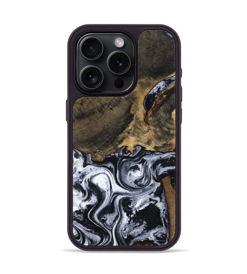iPhone 15 Pro Wood Phone Case - Katlin (Black & White, 797779)